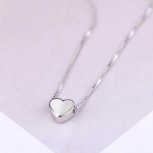 NEW 925 Sterling Silver Simple Heart Necklace